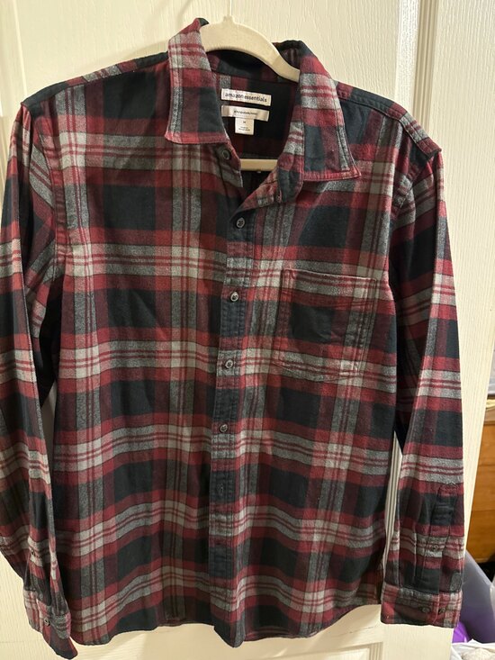 Amazon Essentials Other - NEW with tags, Amazon Essentials Plaid Flannel Button Up Shirt Red Black Size M